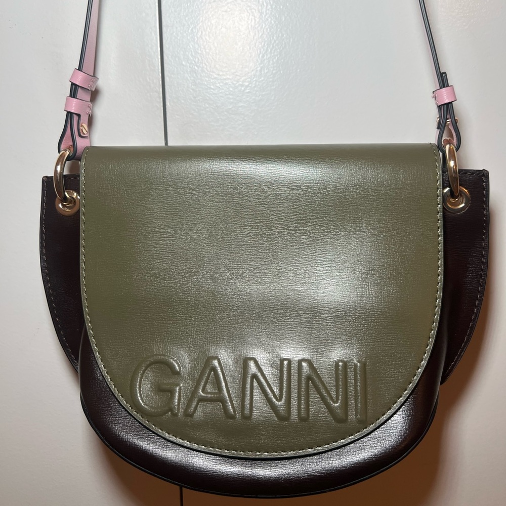 Ganni Embossed Adjustable Crossbody/Shoulder Bag Medium Size